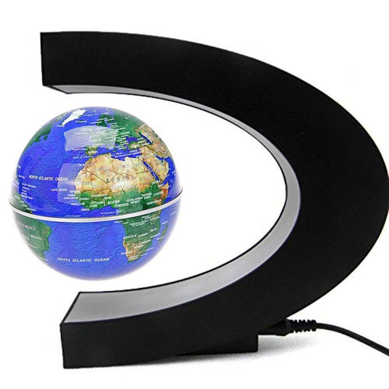 Estefanlo Floating Globe with LED Lights C Shape Magnetic Levitation Floating Globe World Map for Desk Decoration (Blue) - Image 5
